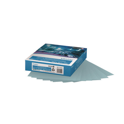 Image of xerox Multipurpose Pastel Colored Paper, 20 lb Bond Weight, 8.5 x 11, Blue, 500/Ream