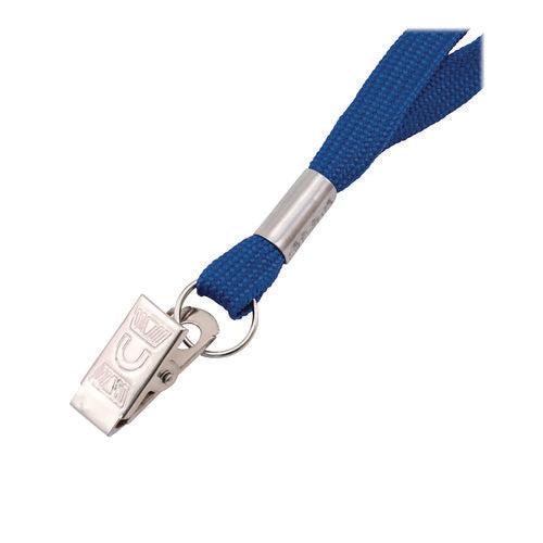 Image of Advantus Metal Flat Clip Lanyard, 36" Long, Blue, 100/Pack