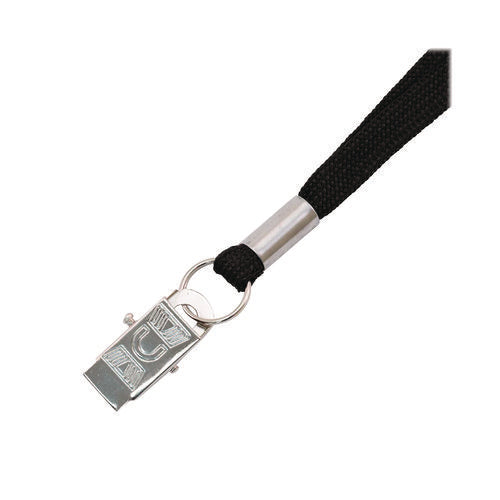Image of Advantus Metal Flat Clip Lanyard, 36" Long, Black, 100/Pack