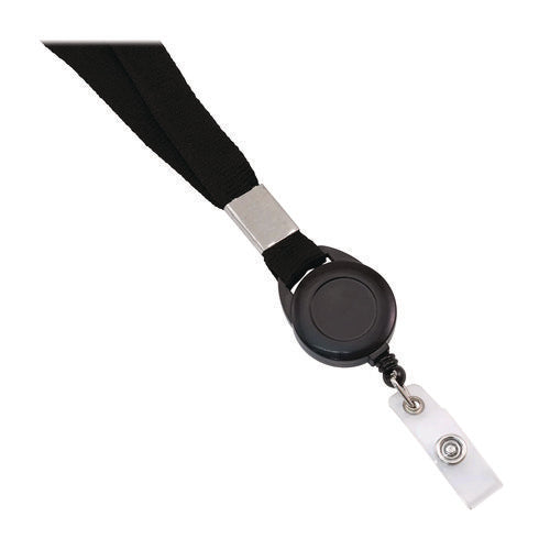 Image of Advantus Breakaway Badge Reel with Lanyard, Extends 30", Black/White, 12/Pack