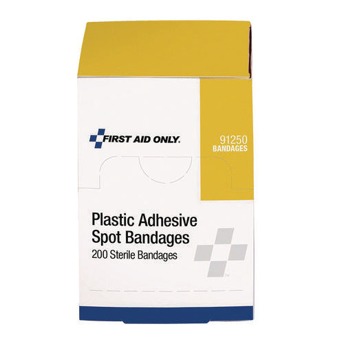 Image of First Aid Only Plastic Spot Adhesive Bandages, 0.88" Dia, 200/Pack