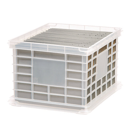 Image of IRIS File Storage Durable Plastic Crate, 13.88 x 17.13 x 10.5, Clear