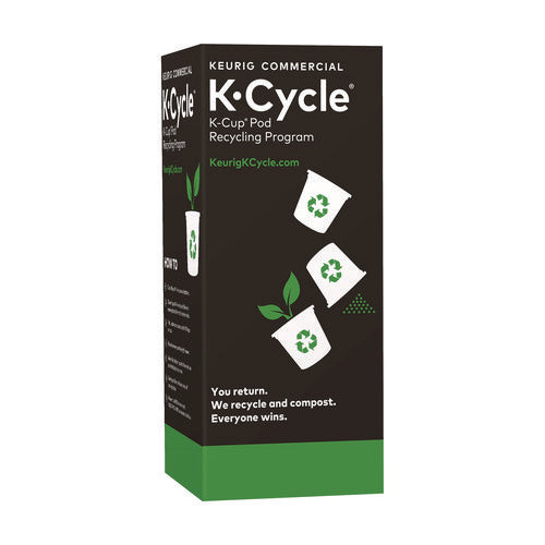 Image of Keurig® K-Cycle Cardboard Indoor Recycling Bin, Large, Cardboard, Black/Green/White, 5/Pack