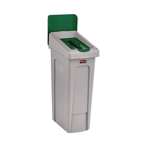 Image of Rubbermaid® Commercial Slim Jim Recycling Station Kit, 1-Stream Paper, 23 gal, Plastic, Green/Gray