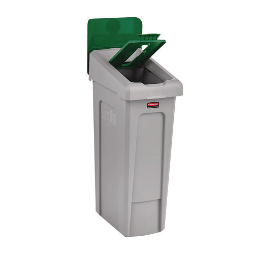 Image of Rubbermaid® Commercial Slim Jim Recycling Station Kit, 1-Stream Paper, 23 gal, Plastic, Green/Gray