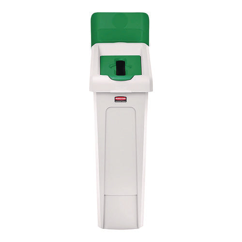 Image of Rubbermaid® Commercial Slim Jim Recycling Station Kit, 1-Stream Paper, 23 gal, Plastic, Green/Gray