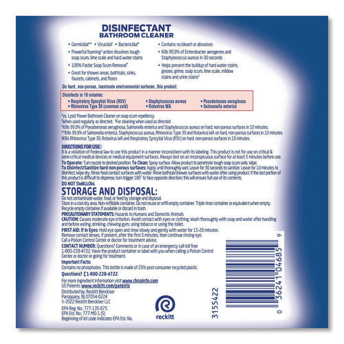 Image of Professional LYSOL® Brand Disinfectant Bathroom Cleaner, 32 Oz Spray Bottle, 12/carton