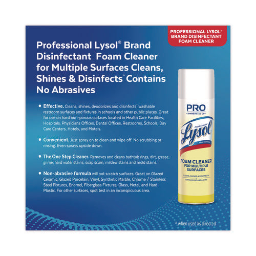 Image of Professional LYSOL® Brand Disinfectant Foam Cleaner, 24 Oz Aerosol Spray