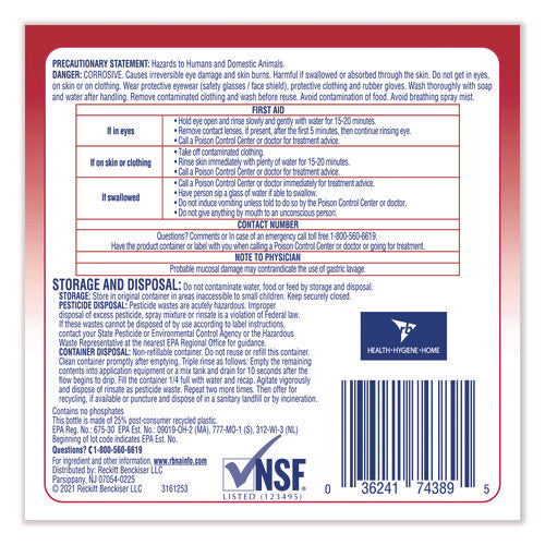 Image of Professional LYSOL® Brand No Rinse Sanitizer Concentrate, 1 Gal Bottle, 4/carton