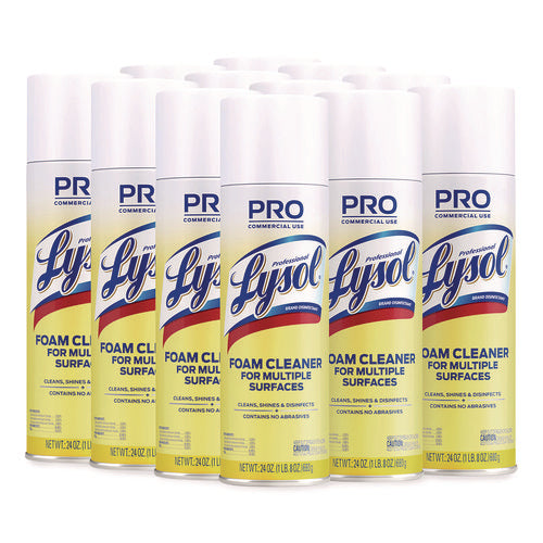 Image of Professional LYSOL® Brand Disinfectant Foam Cleaner, 24 Oz Aerosol Spray, 12/carton