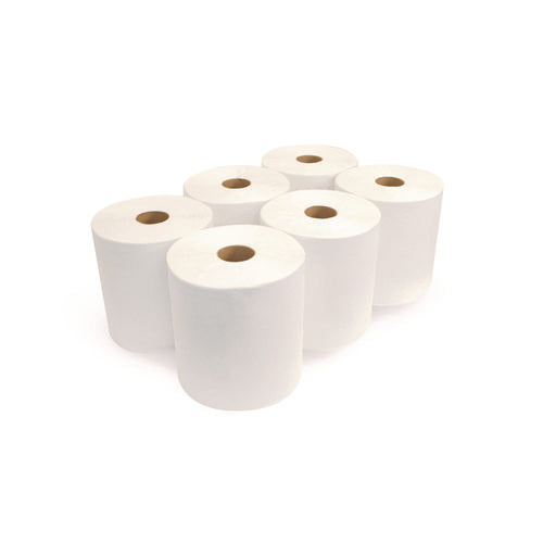 Image of Boardwalk® Boardwalk Green Universal Roll Towels, 1-Ply, 8" x 800 ft, Natural White, 6 Rolls/Carton
