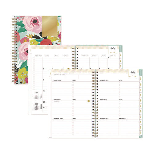 Image of Blue Sky® Day Designer "Secret Garden Mint" Academic Year Weekly/Monthly Notes Planner, 8 x 5, 12-Month (July to June): 2024-2025
