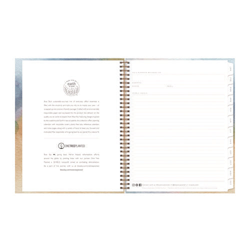 Image of Blue Sky® One Tree Planted Andreo Weekly/Monthly Planner, Abstract Artwork, 11" x 8.5", Blue/Sand/Green Cover, 12-Month (Jan-Dec): 2025