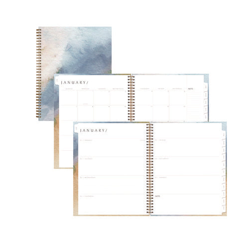 Image of Blue Sky® One Tree Planted Andreo Weekly/Monthly Planner, Abstract Artwork, 11" x 8.5", Blue/Sand/Green Cover, 12-Month (Jan-Dec): 2025