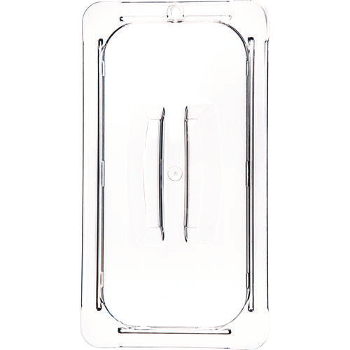 Image of Carlisle StorPlus Polycarbonate Handled Universal Lid, 7 x 12.5 x 0.88, Clear, Plastic