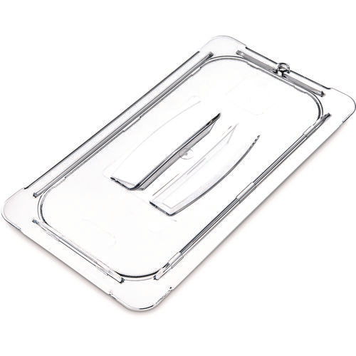 Image of Carlisle StorPlus Polycarbonate Handled Universal Lid, 7 x 12.5 x 0.88, Clear, Plastic