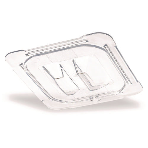 Image of Carlisle StorPlus Polycarbonate Handled Universal Lid, 6.31 x 6.88 x 0.88, Clear, Plastic