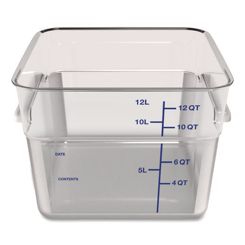 Image of Carlisle Squares Polycarbonate Food Storage Container, 12 qt, 11.13 x 11.13 x 8.25, Clear, Plastic
