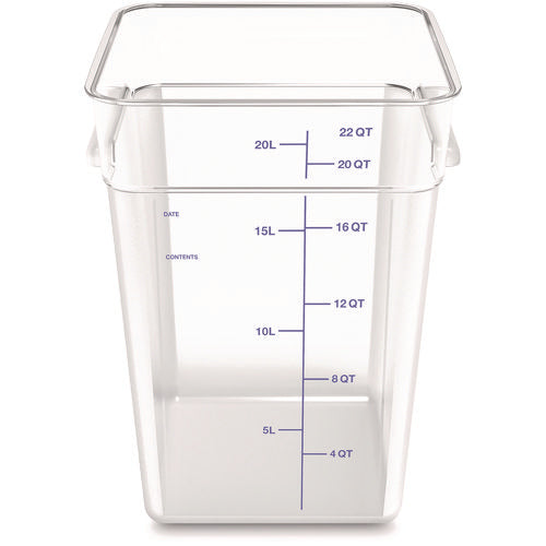 Image of Carlisle Squares Polycarbonate Food Storage Container, 22 qt, 11 13 x 11.13 x 15.72, Clear, Plastic