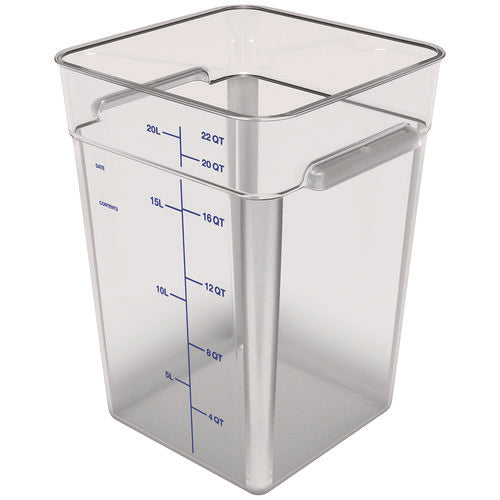 Image of Carlisle Squares Polycarbonate Food Storage Container, 22 qt, 11 13 x 11.13 x 15.72, Clear, Plastic