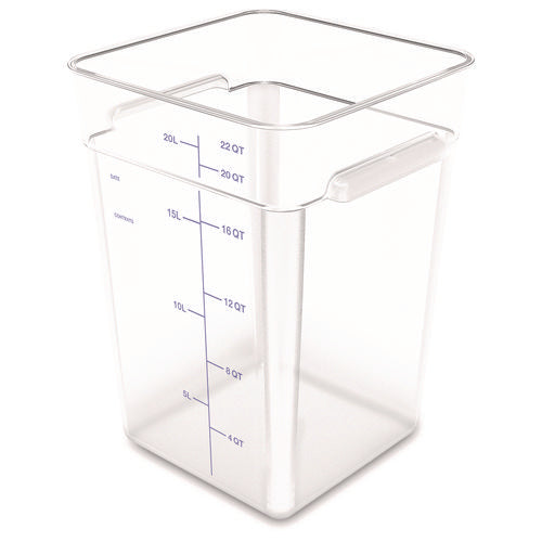 Image of Carlisle Squares Polycarbonate Food Storage Container, 22 qt, 11 13 x 11.13 x 15.72, Clear, Plastic