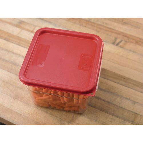 Image of Carlisle Squares Food Storage Container Lid, 9 x 9 x 0.63, Red, Plastic