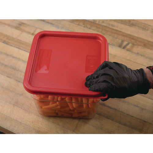 Image of Carlisle Squares Food Storage Container Lid, 9 x 9 x 0.63, Red, Plastic