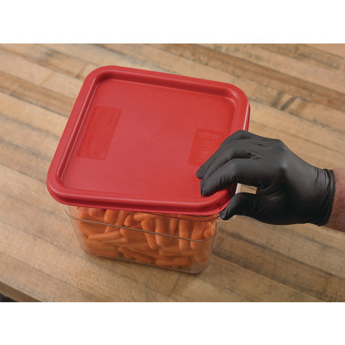 Image of Carlisle Squares Food Storage Container Lid, 9 x 9 x 0.63, Red, Plastic