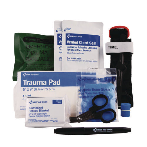 Image of First Aid Only Right Response Bleeding Control Kit for Limb and Chest Wounds, 16 Pieces, Fabric Pouch