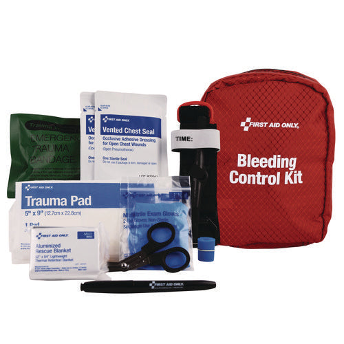 Image of First Aid Only Right Response Bleeding Control Kit for Limb and Chest Wounds, 16 Pieces, Fabric Pouch