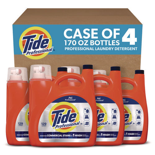 Image of Tide® Professional Commercial HE Liquid Laundry Detergent, 170 oz Pour Bottle, 4/Carton