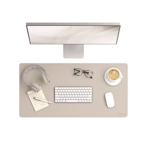 Image of Smead Vegan Leather Desk Pads, 31.5 x 15.7, SandStone