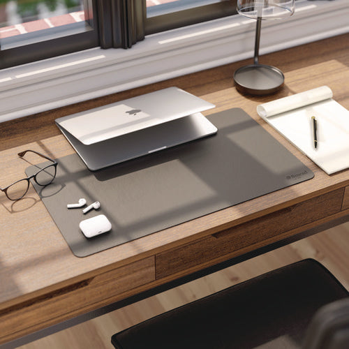Image of Smead Vegan Leather Desk Pads, 23.6 x 13.7, Charcoal