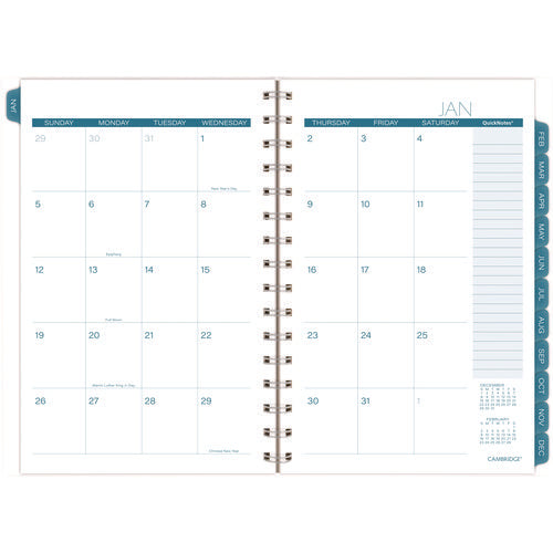 Image of Cambridge® Glacier Weekly/Monthly Planner, Glacier Artwork, 8.5" x 6.38", Blue/Gray/Silver Cover, 12-Month (Jan to Dec): 2025