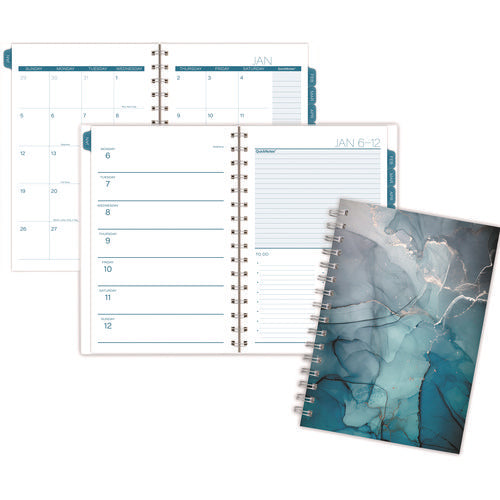 Image of Cambridge® Glacier Weekly/Monthly Planner, Glacier Artwork, 8.5" x 6.38", Blue/Gray/Silver Cover, 12-Month (Jan to Dec): 2025