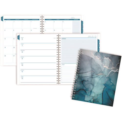 Image of Cambridge® Glacier Weekly/Monthly Planner, Glacier Artwork, 11" x 9.25", Blue/Gray/Silver Cover, 12-Month (Jan to Dec): 2025
