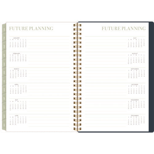Image of Cambridge® Leah Bisch Weekly/Monthly Floral Planner, Floral Artwork, 8.5" x 6.38", Blue/White/Gold Cover, 12-Month (Jan to Dec): 2025