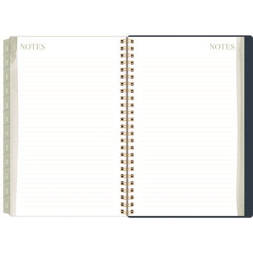 Image of Cambridge® Leah Bisch Weekly/Monthly Floral Planner, Floral Artwork, 8.5" x 6.38", Blue/White/Gold Cover, 12-Month (Jan to Dec): 2025