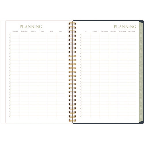 Image of Cambridge® Leah Bisch Weekly/Monthly Floral Planner, Floral Artwork, 8.5" x 6.38", Blue/White/Gold Cover, 12-Month (Jan to Dec): 2025