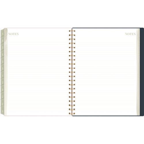 Image of Cambridge® Leah Bisch Weekly/Monthly Floral Planner, Floral Artwork, 11" x 9.25", Blue/White/Gold Cover, 12-Month (Jan to Dec): 2025