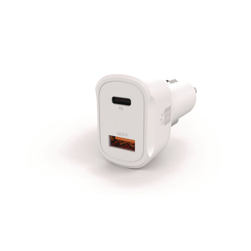 Image of ByTech® PD Car Charger, 60 W, Two 2 A Ports, White