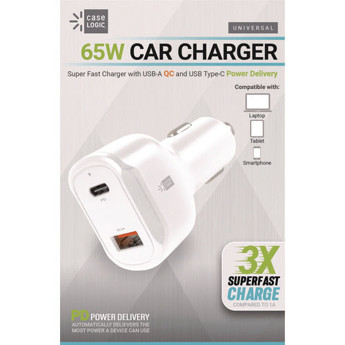 Image of ByTech® PD Car Charger, 60 W, Two 2 A Ports, White