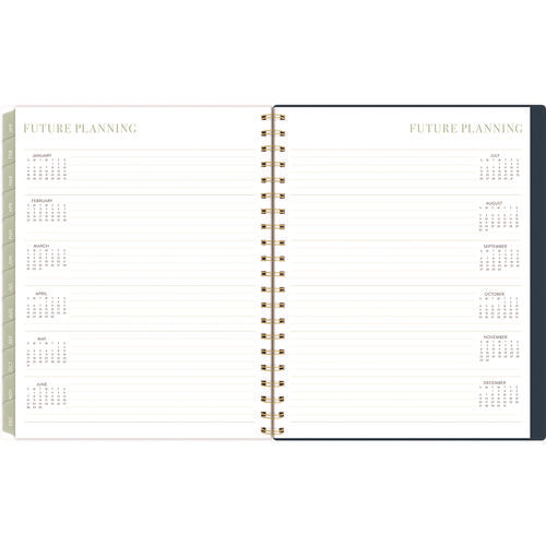 Image of Cambridge® Leah Bisch Weekly/Monthly Floral Planner, Floral Artwork, 11" x 9.25", Blue/White/Gold Cover, 12-Month (Jan to Dec): 2025