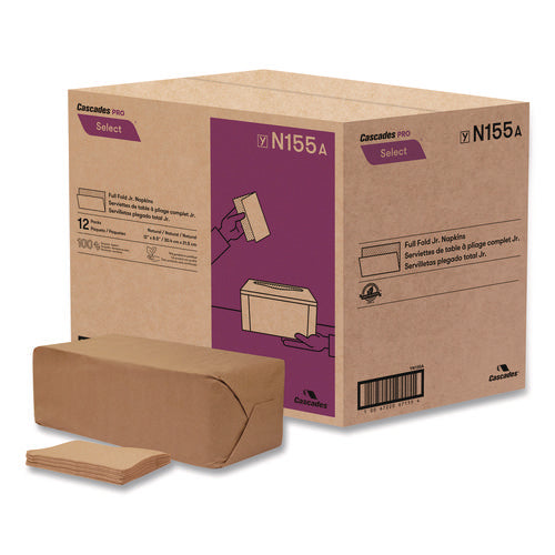 Image of Cascades PRO Select Full Fold II Napkins, 1-Ply, 12 x 8.5, White, 800/Pack, 12 Packs/Carton