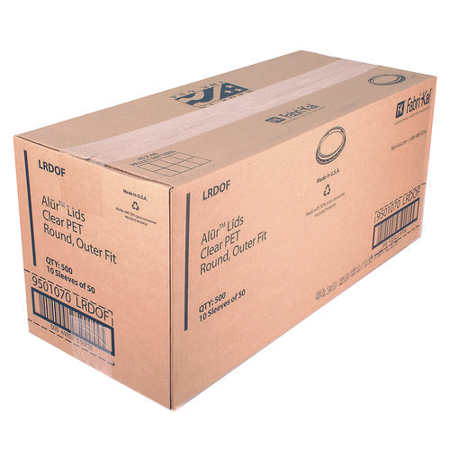 Image of Fabri-Kal® Recycleware Round Deli Container Lids, Flat Outer Fit, Clear, Plastic, 500/Carton