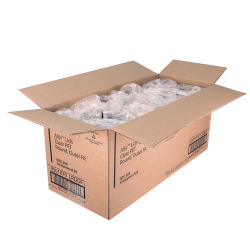 Image of Fabri-Kal® Recycleware Round Deli Container Lids, Flat Outer Fit, Clear, Plastic, 500/Carton