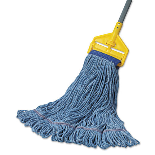 Image of Boardwalk® Super Loop Wet Mop Head, Cotton/synthetic Fiber, 5" Headband, X-Large Size, Blue, 12/carton