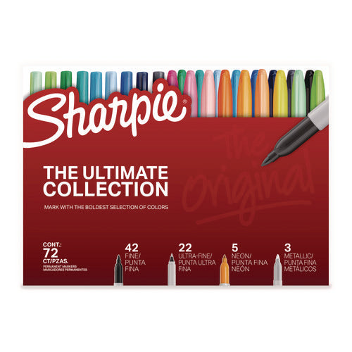 Image of Sharpie® Permanent Markers Ultimate Collection, Assorted Tip Sizes/Types, Assorted Colors, 72/Pack