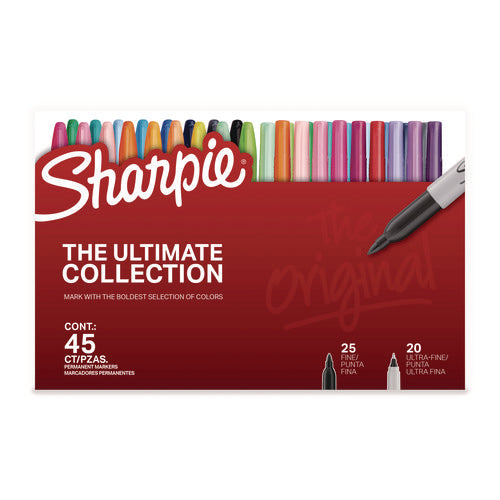 Image of Sharpie® Permanent Markers Ultimate Collection with cosmic Colors, Assorted Tip Sizes/Types, Assorted Colors, 45/Pack
