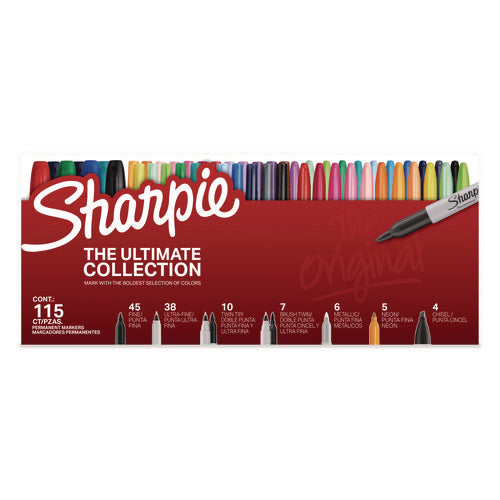 Image of Sharpie® Permanent Markets Ultimate Collection Value Pack, Assorted Tip Sizes/Types, Assorted Colors, 115/Set